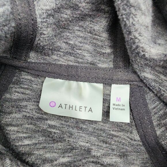 Athleta Hoodie Women M Black Gray Full‎ Zip Hooded Fleece Performance READ - Picture 4 of 7
